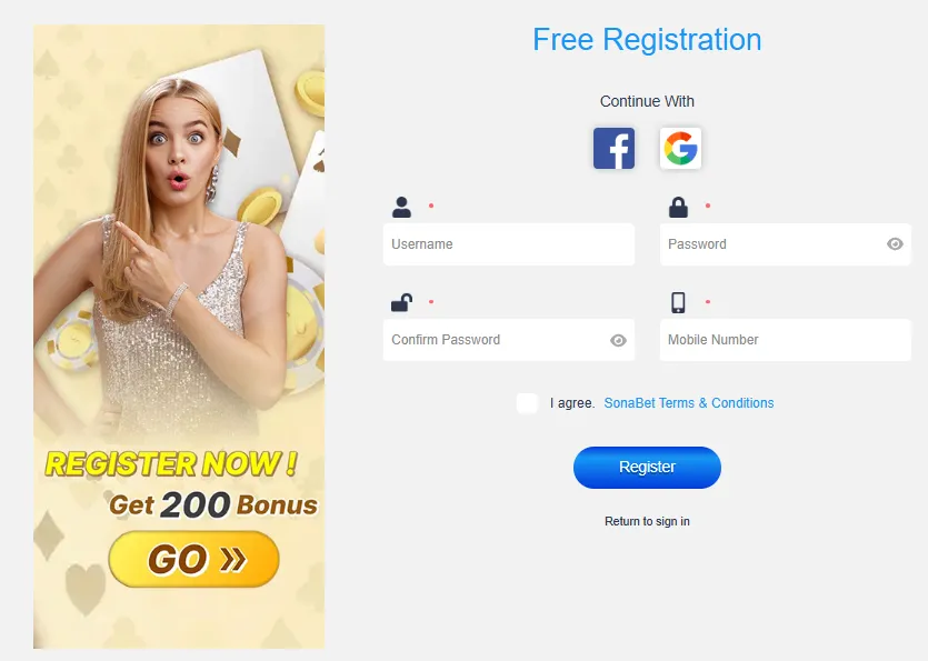 Sonabet Registration and Account Verification